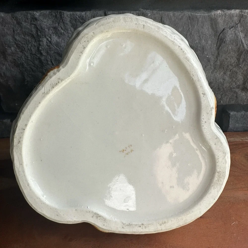 Vtg Lusterware CIRCLE OF SWANS Goose Dish Bowl Planter Japan Candy White Dish